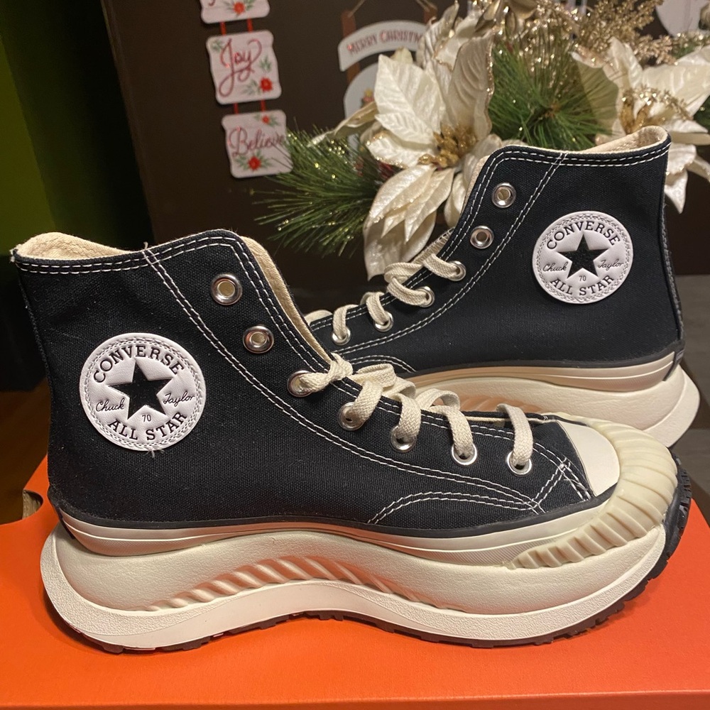 Converse Black and Cream High-Top Sneakers
